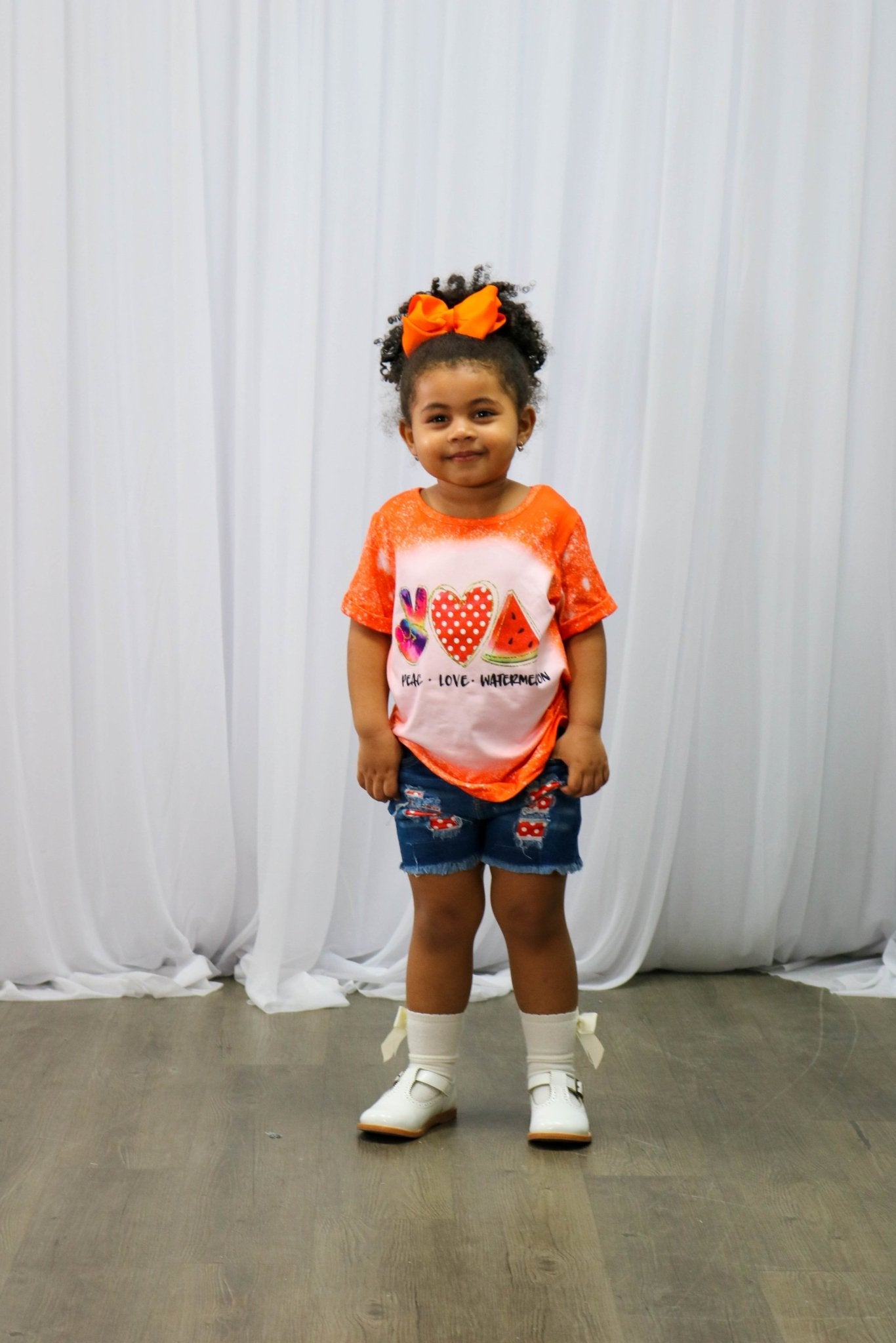 Peace Love Watermelon Distressed Denim Outfit - Marie Nicole Clothing