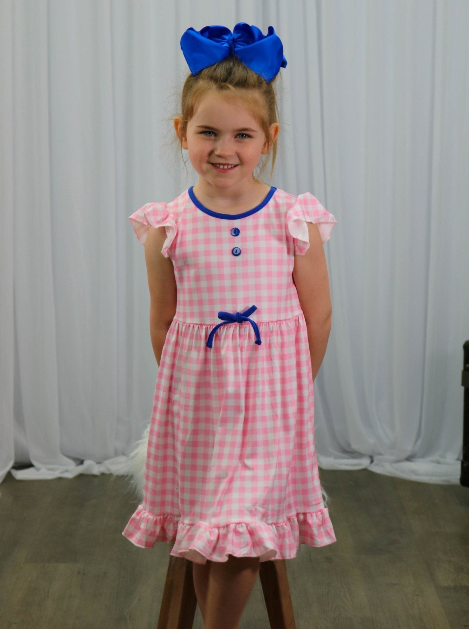 Pink Plaid Ruffle Dress - Marie Nicole Clothing