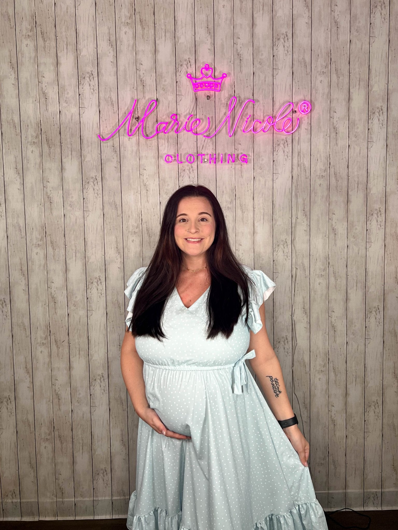 Mom & Me Polka Dotted Powder Blue Ruffle Dress - Marie Nicole Clothing