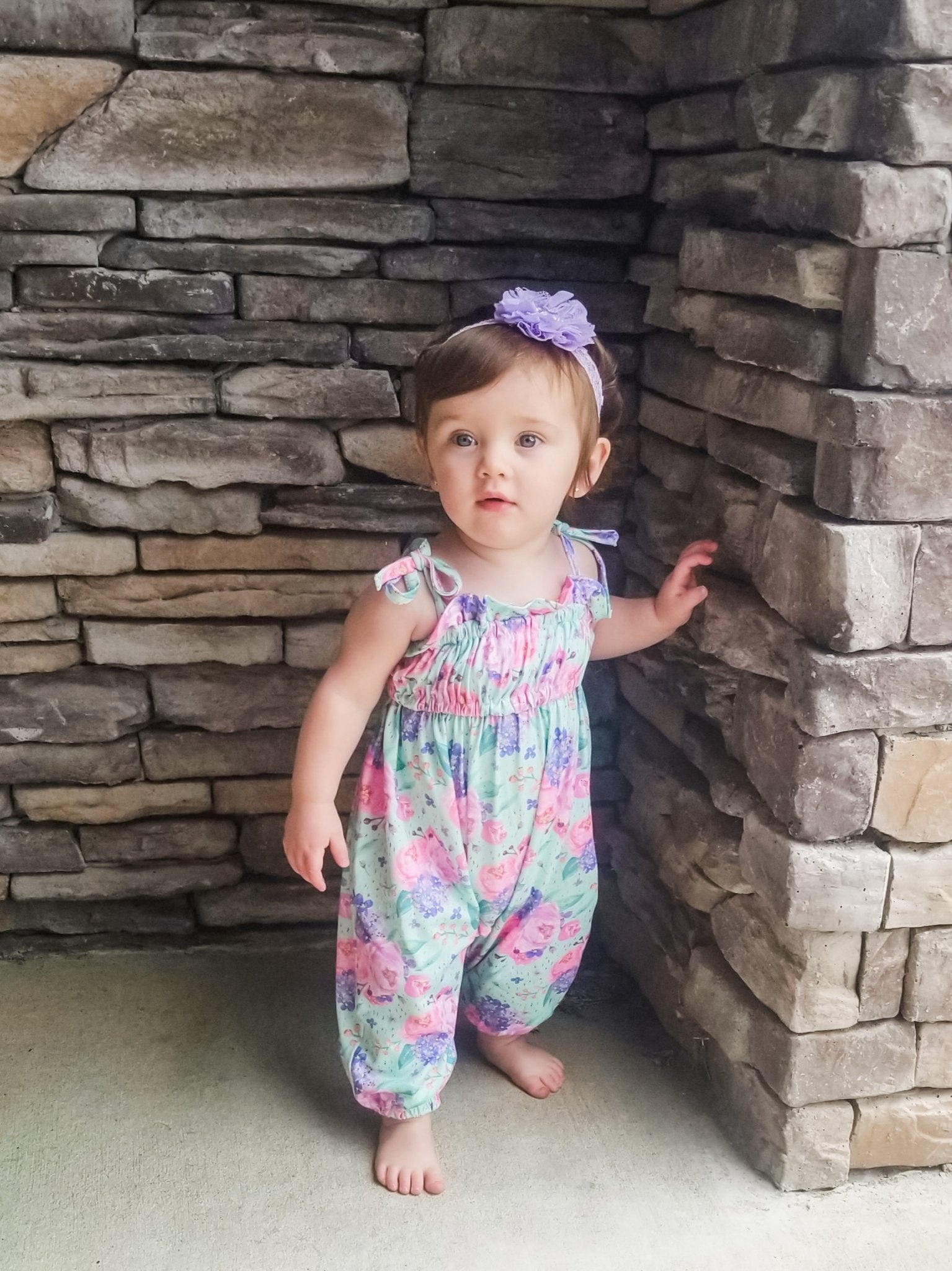 Purple & Mint Floral Tank Romper - Marie Nicole Clothing