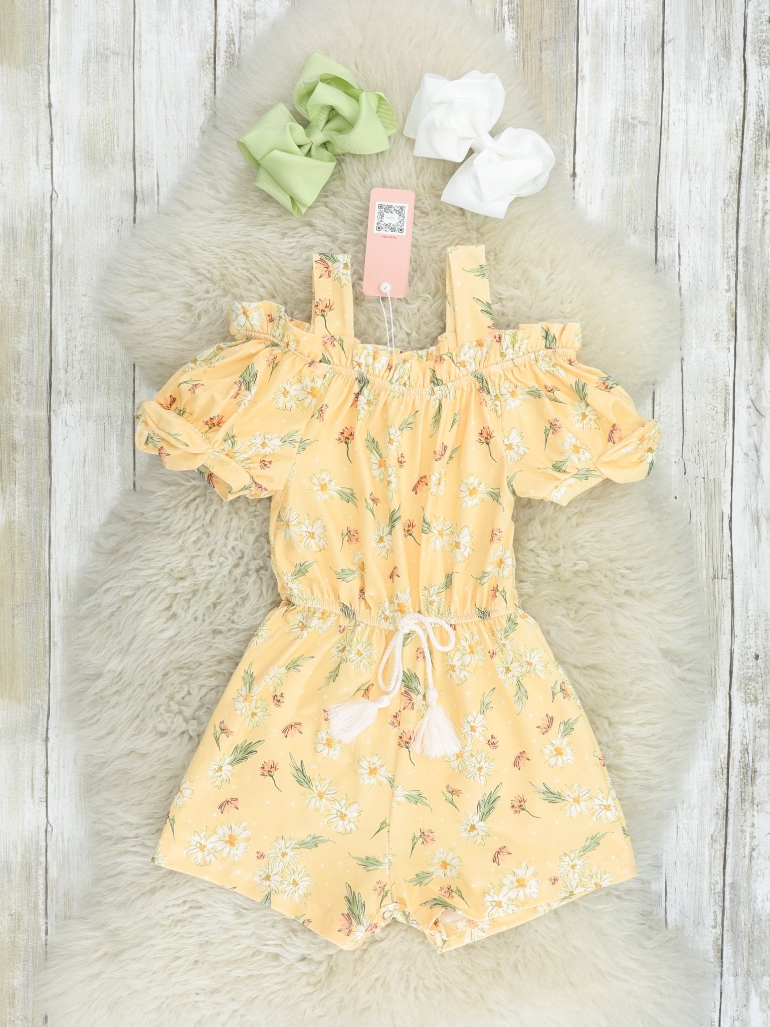 Pastel Yellow Daisy Ruffle Jumpsuit - Marie Nicole Clothing