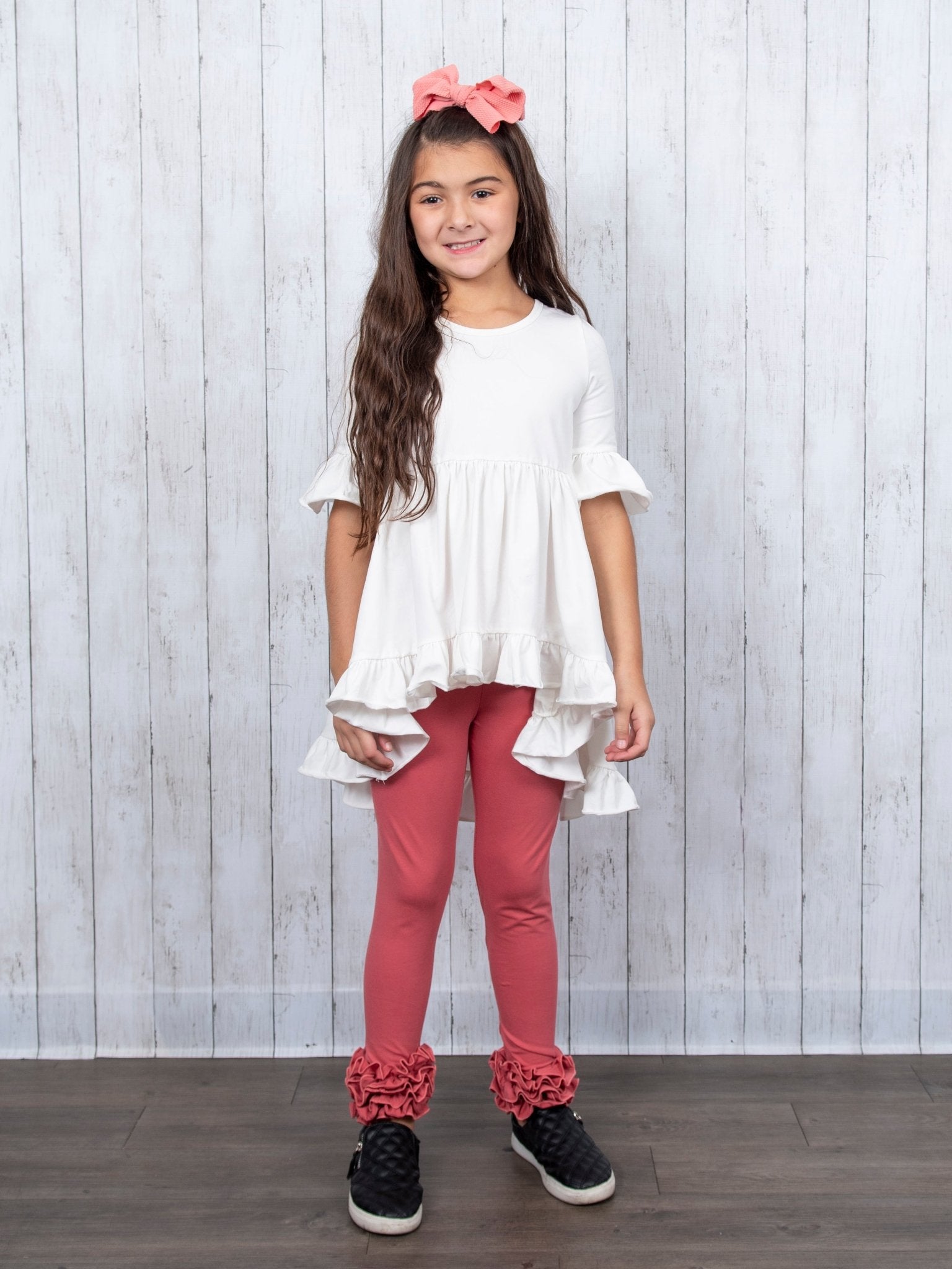 Cotton Icing Ruffle Leggings - Dusty Rose - Marie Nicole Clothing