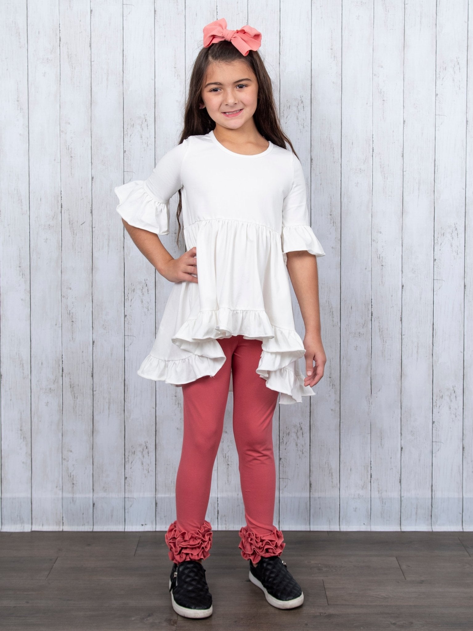 Cotton Icing Ruffle Leggings - Dusty Rose - Marie Nicole Clothing