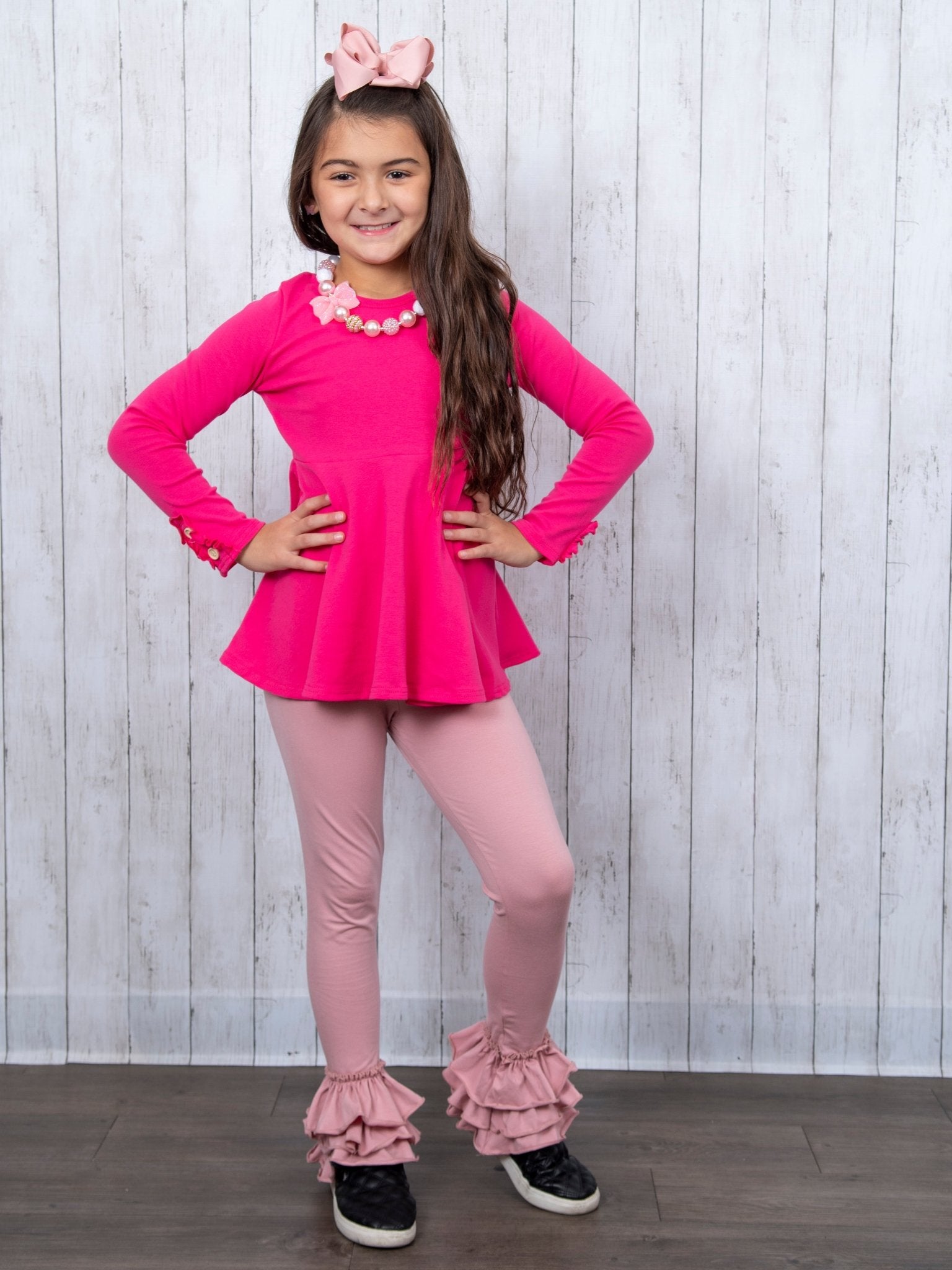 Cotton Bow Back Button Ruffle Sleeve Peplum Top - Multiple Colors - Marie Nicole Clothing