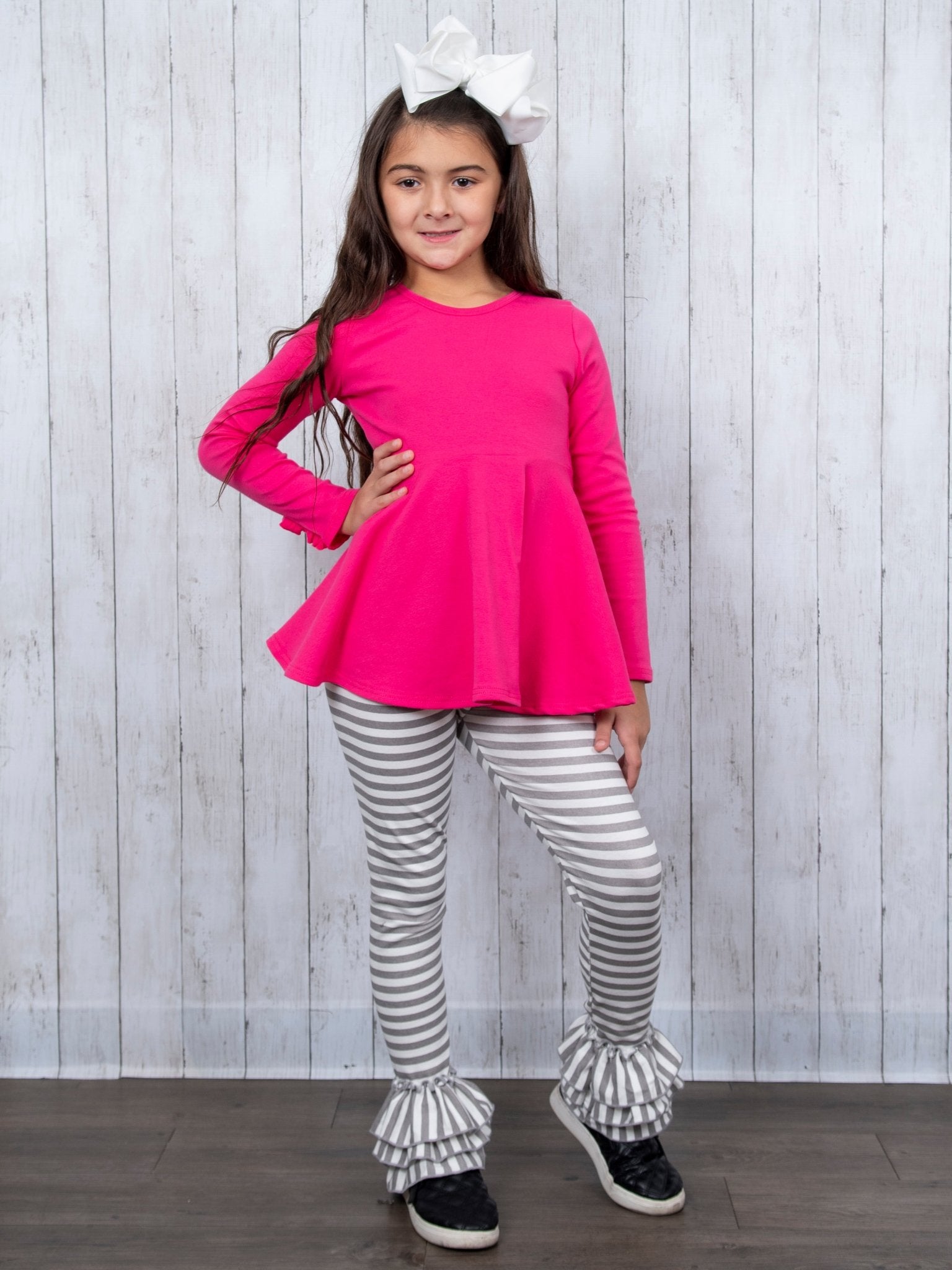 Cotton Bow Back Button Ruffle Sleeve Peplum Top - Multiple Colors - Marie Nicole Clothing