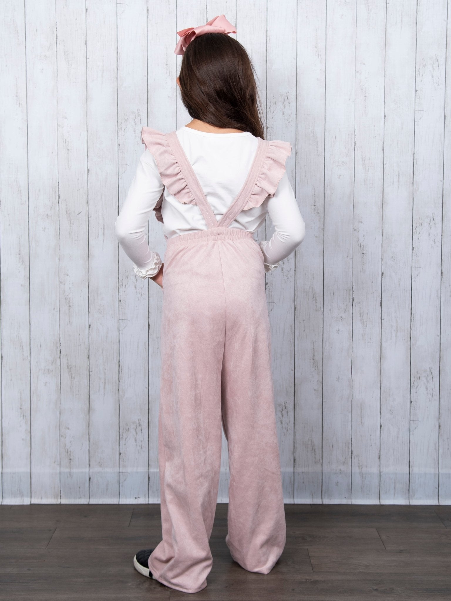 Suede Ruffle Cross Back Button Romper - Multiple Colors - Marie Nicole Clothing