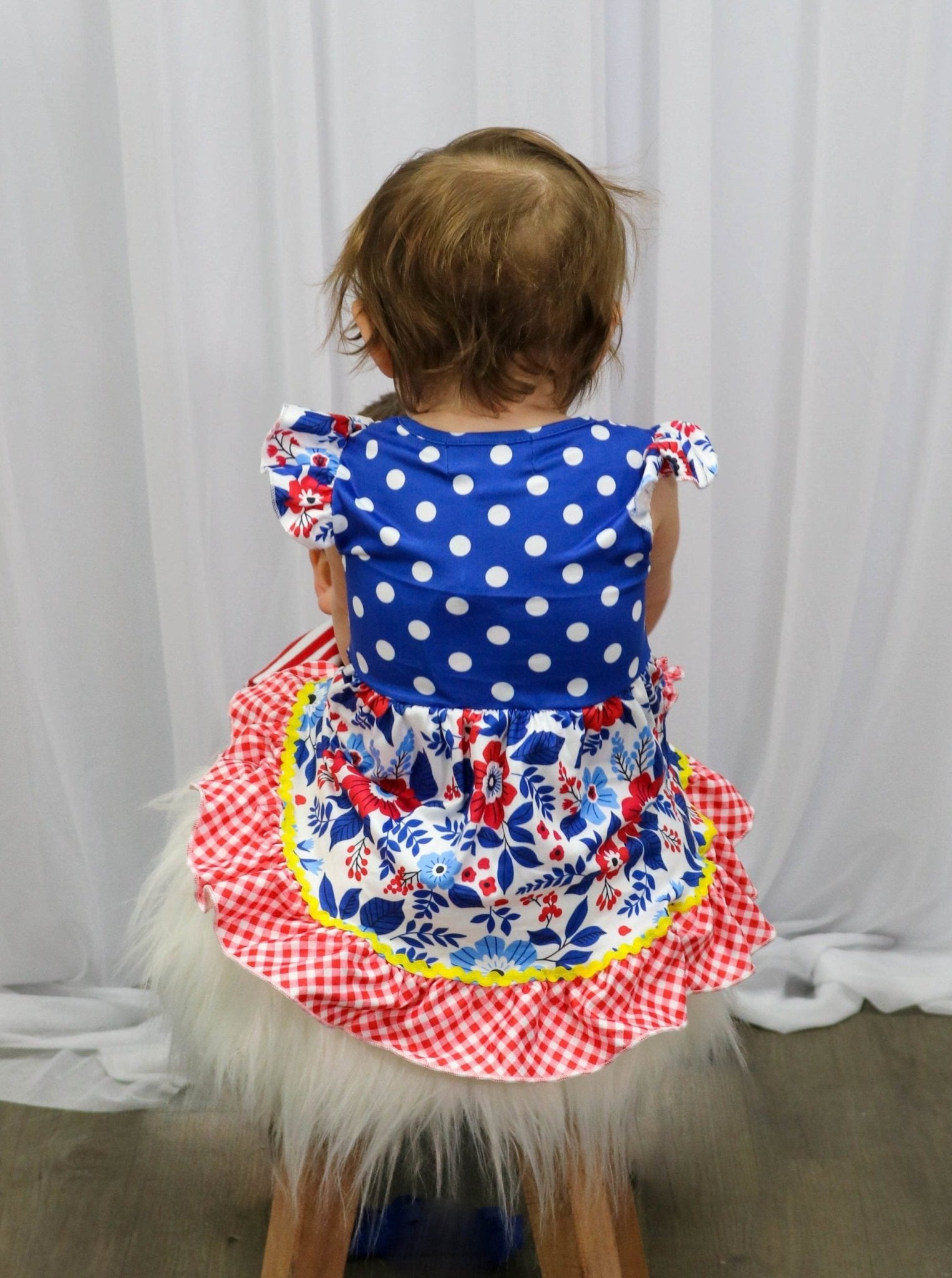 Red, White, & Blue Sunshine Ruffle Dress - Marie Nicole Clothing