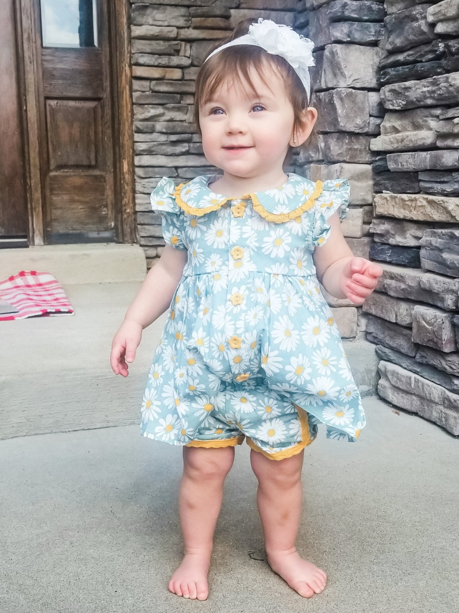 Spring Daisy Peplum Top & Ruffle Shorties Outfit - Marie Nicole Clothing