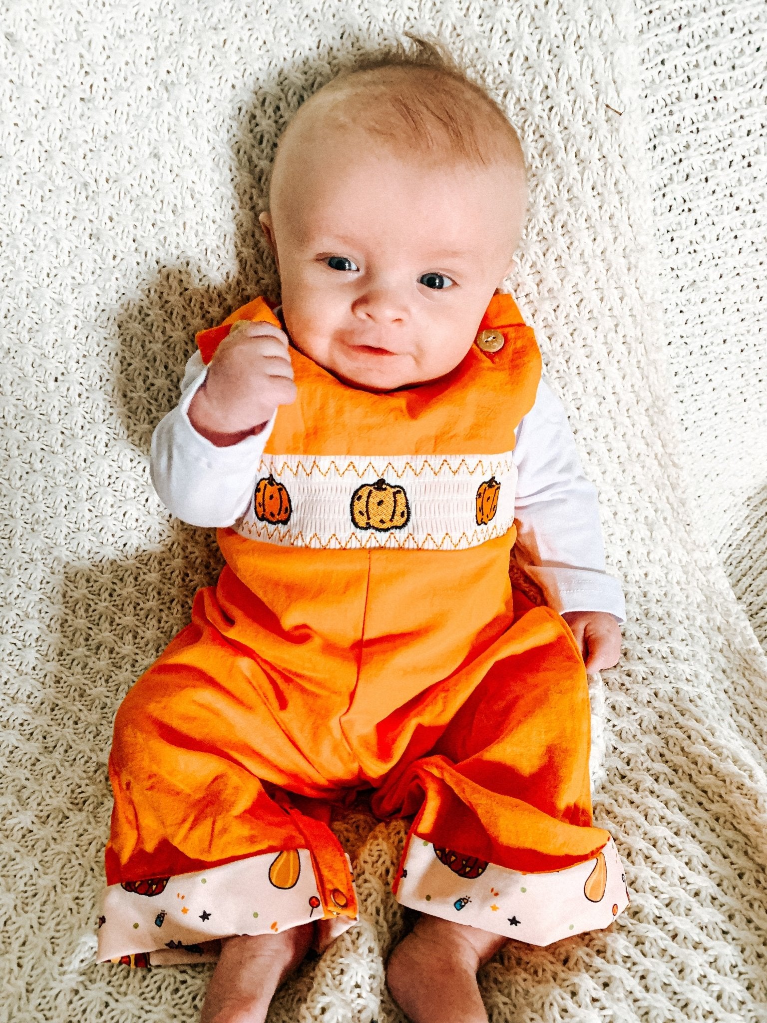 Pumpkin Spice & Spooky Nights Smocked Johnny Outfit - Marie Nicole Clothing