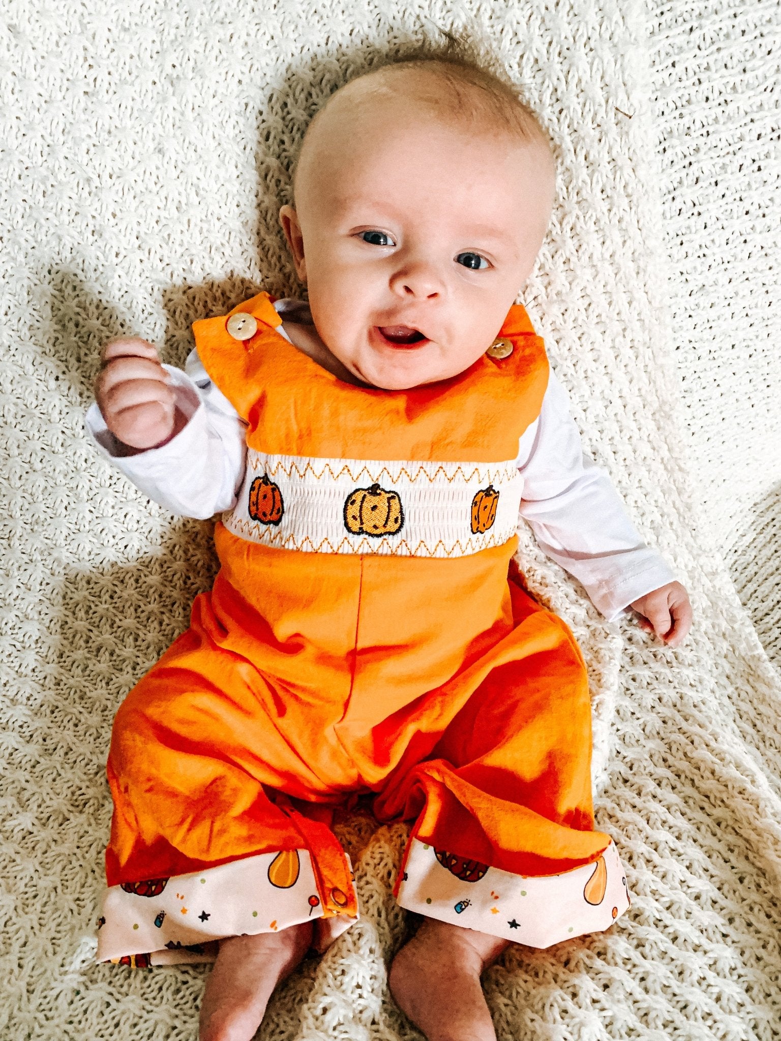 Pumpkin Spice & Spooky Nights Smocked Johnny Outfit - Marie Nicole Clothing