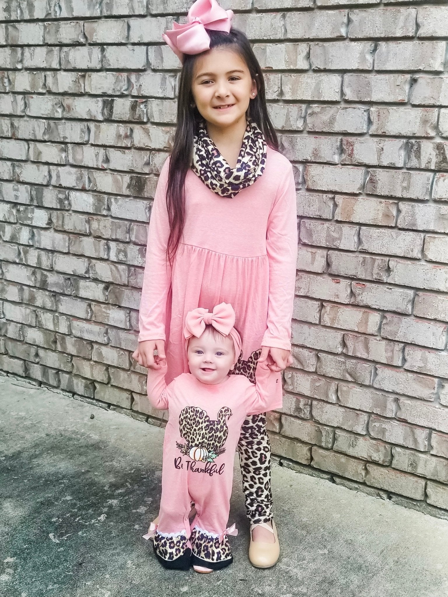 Be Thankful Leopard Turkey Ruffle Romper - Marie Nicole Clothing