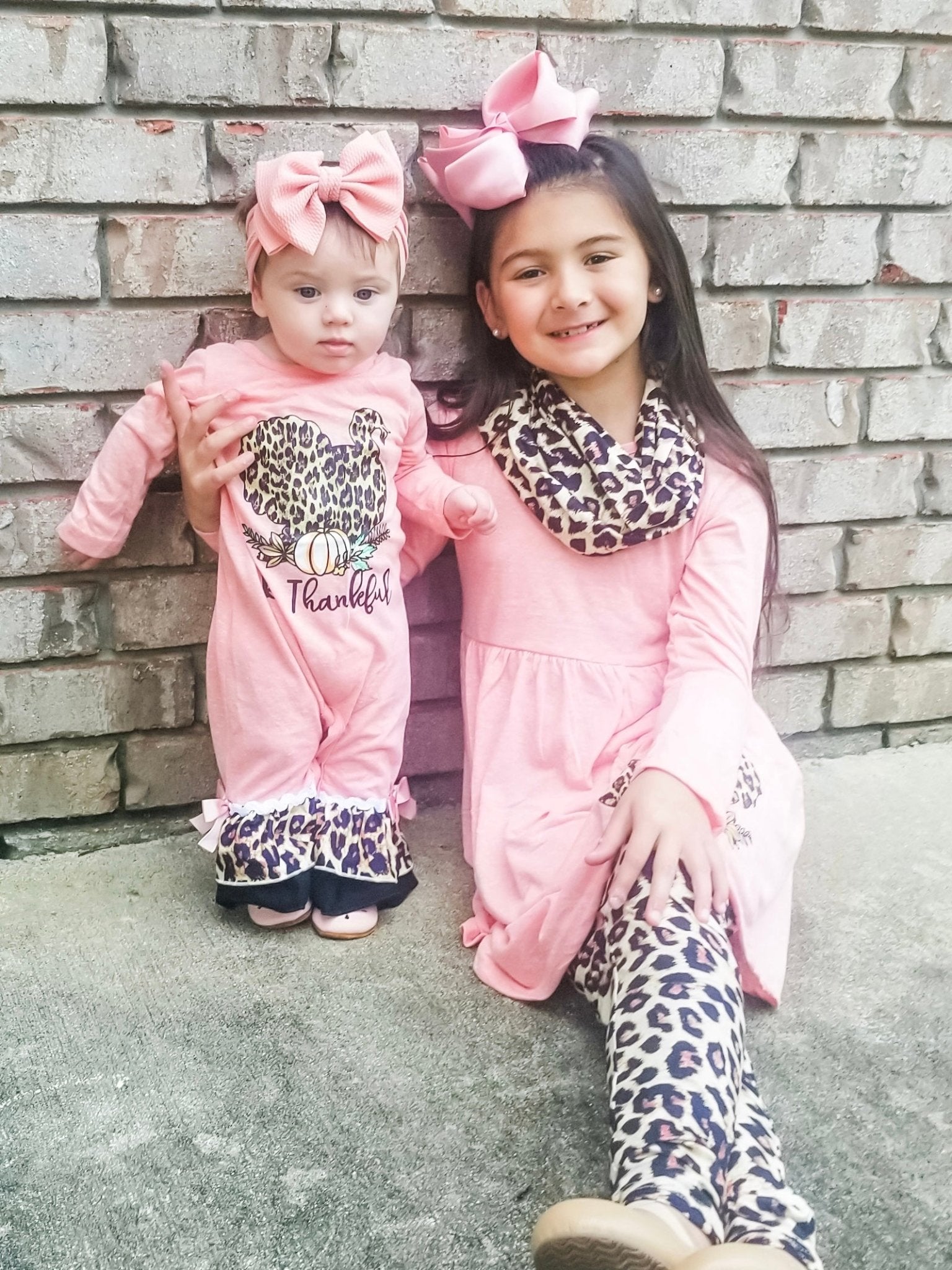 Be Thankful Leopard Turkey Ruffle Romper - Marie Nicole Clothing