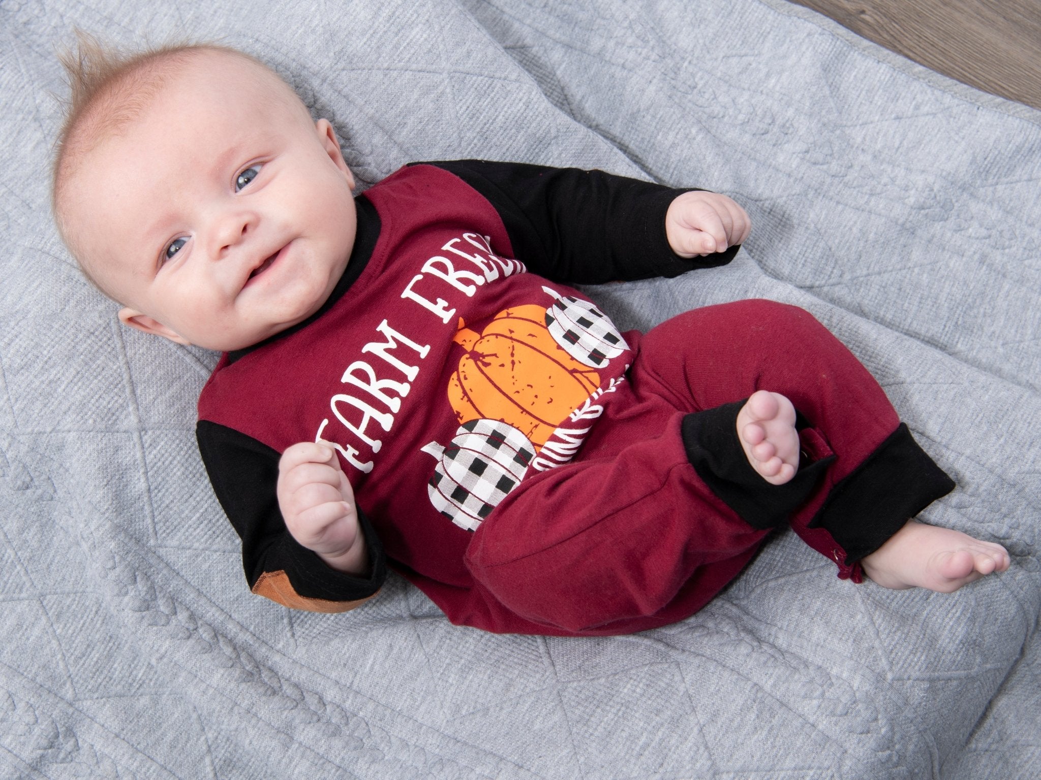 Farm Fresh Pumpkins Burgundy Romper - Marie Nicole Clothing