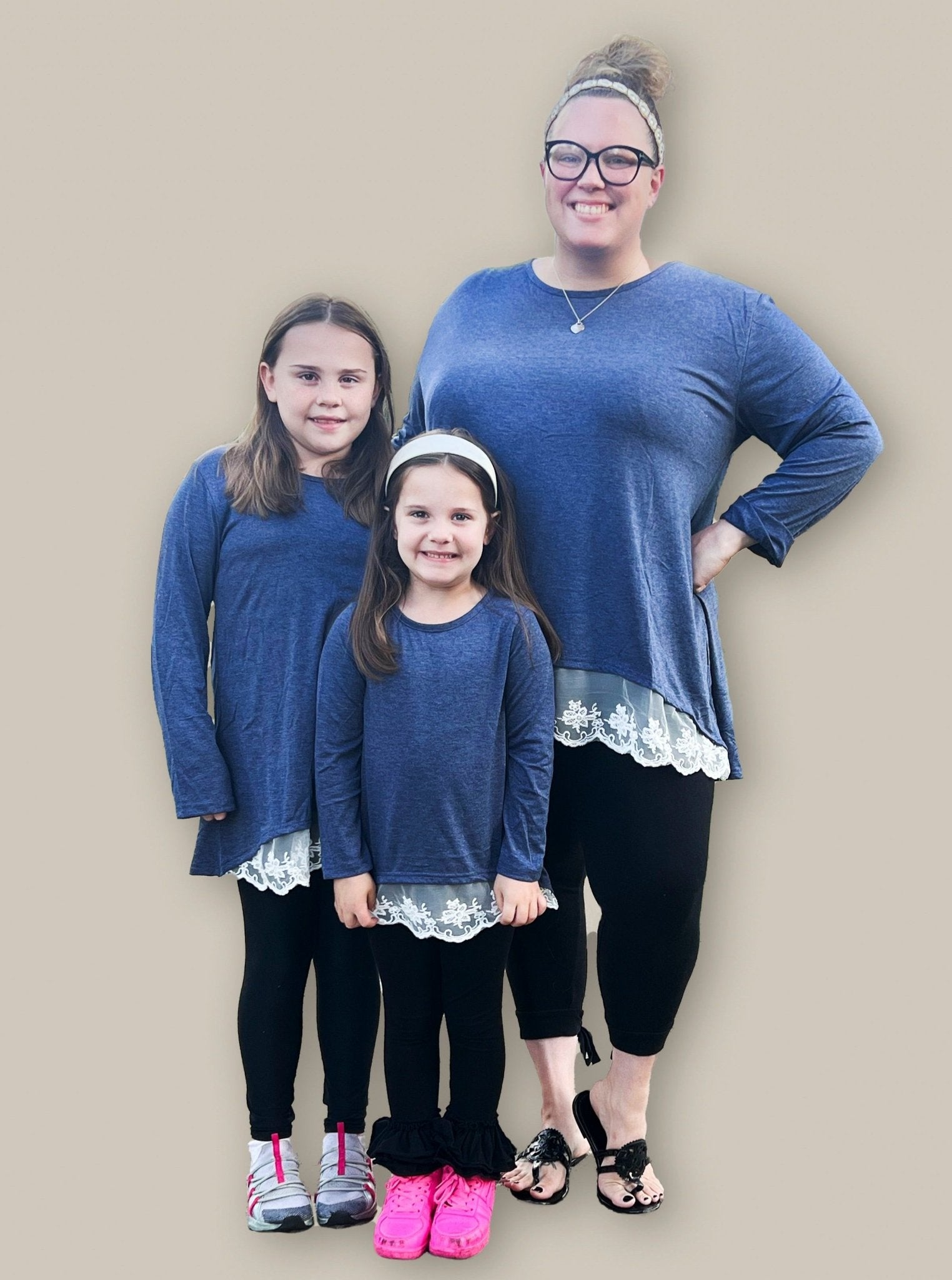 Mom & Me Navy Blue Lace Swing Top - Marie Nicole Clothing
