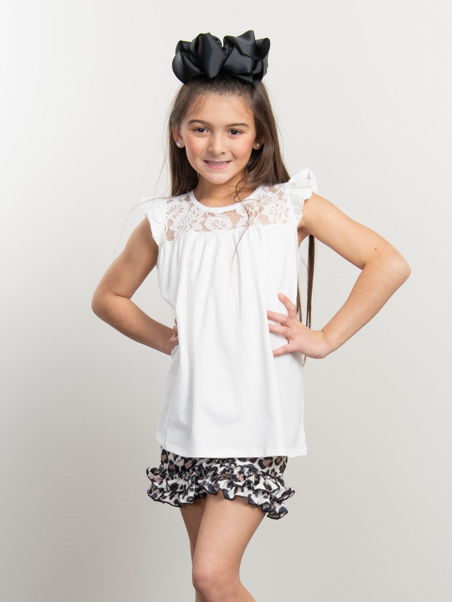 Leopard Ruffle Hem Shorts - Marie Nicole Clothing