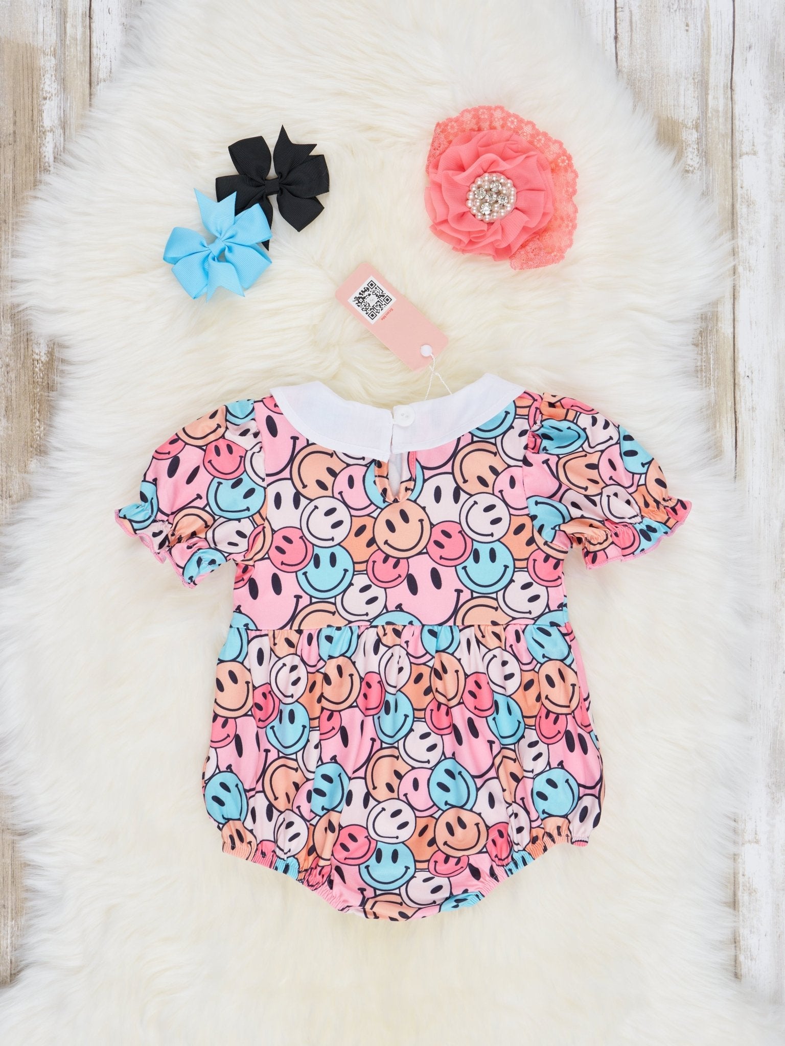 Bright Smiley Ruffle Bubble Romper - Marie Nicole Clothing