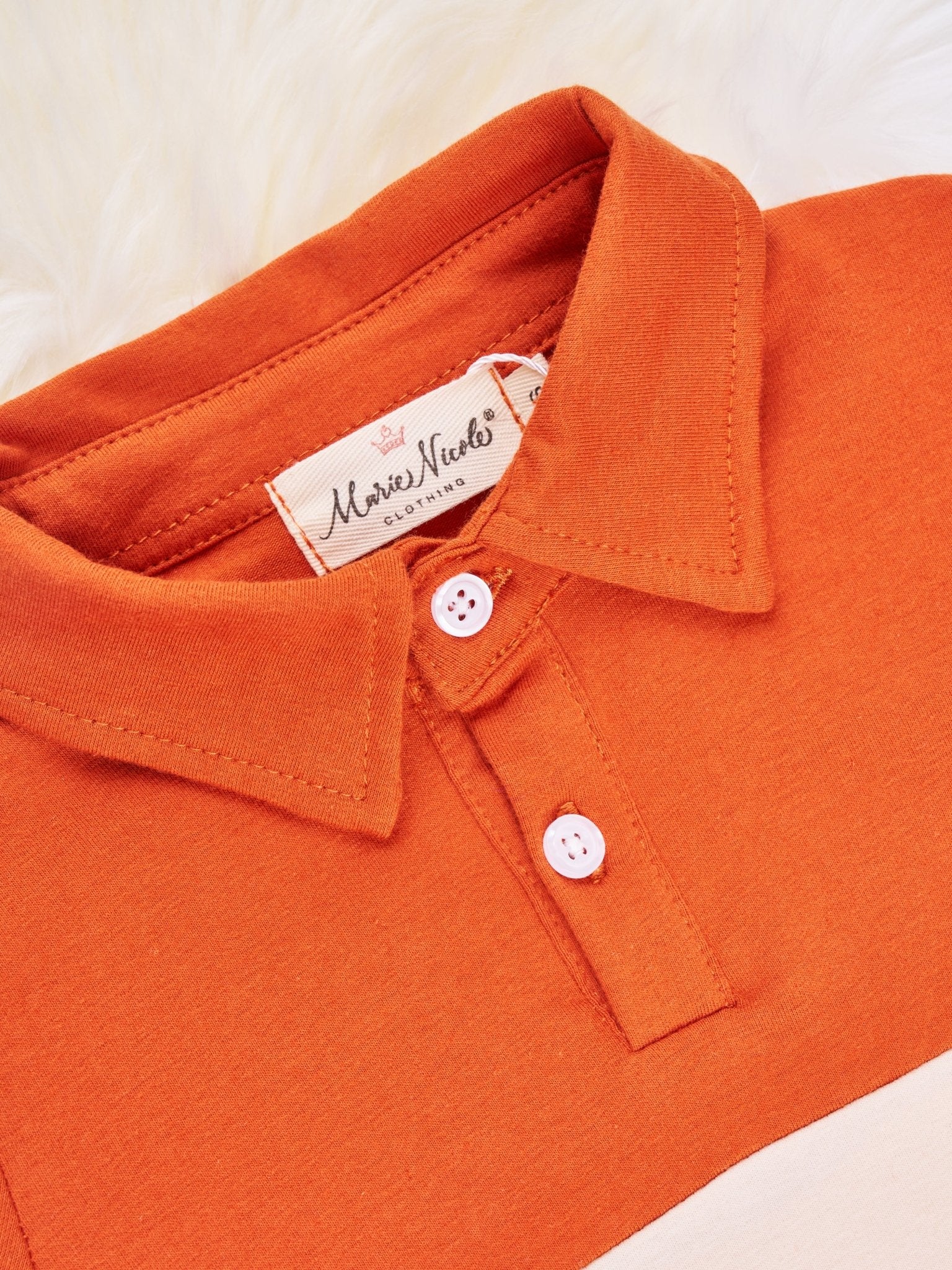 Burnt Orange Color Block Polo - Marie Nicole Clothing