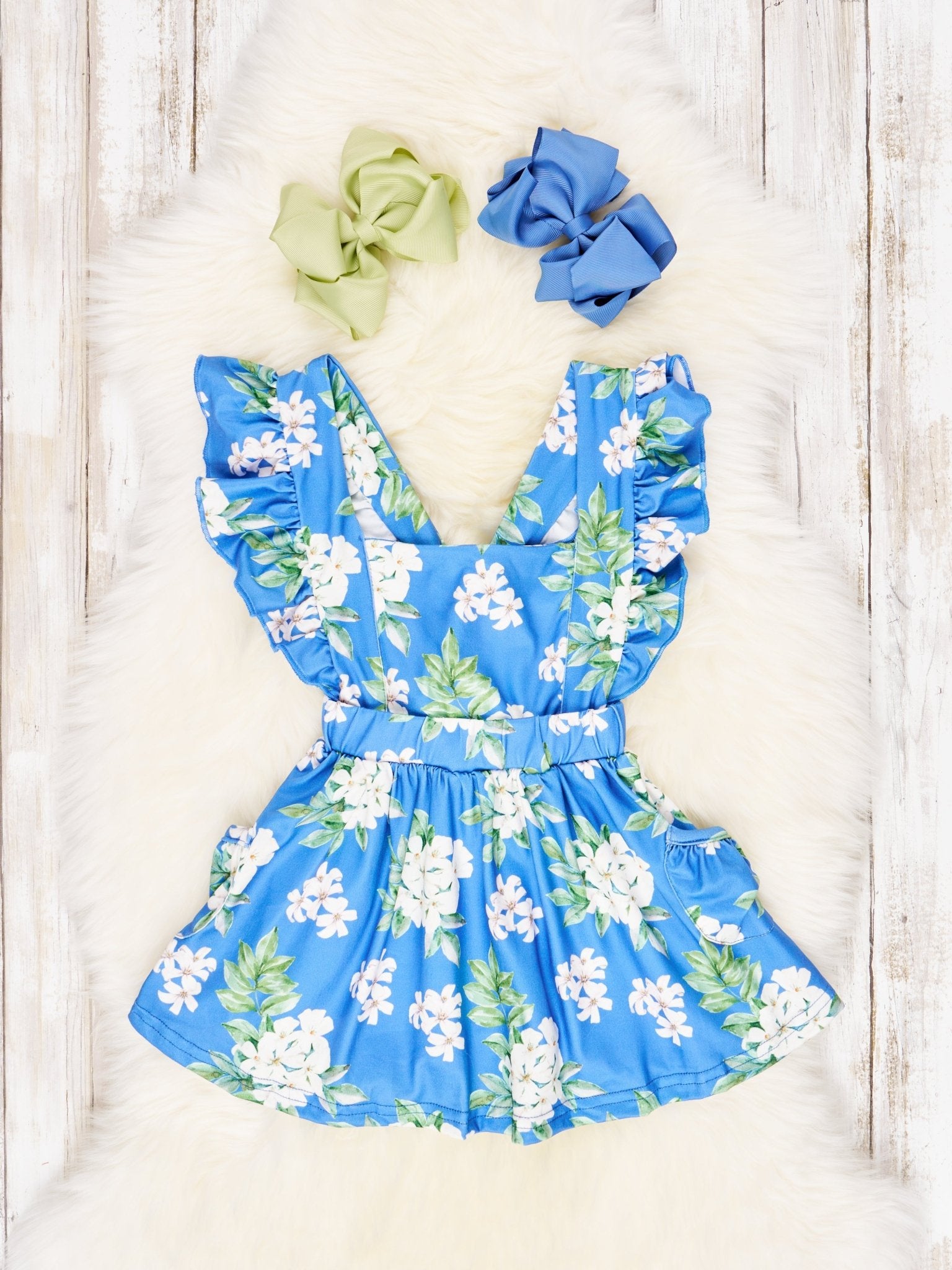 Hydrangea Overall Dress Outfit - Marie Nicole Clothing