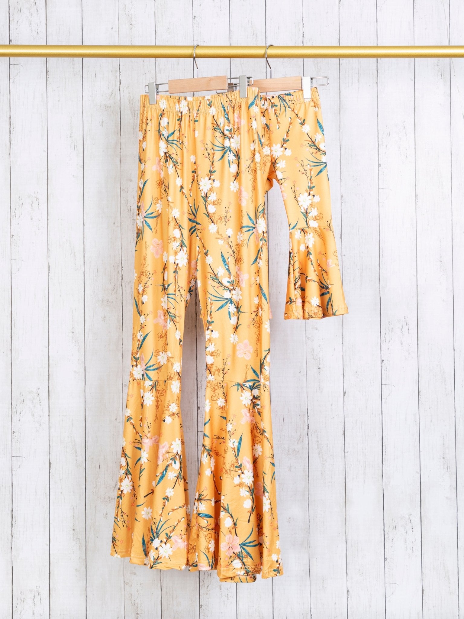 Mom & Me Butterscotch Yellow Floral Bell Bottoms - Marie Nicole Clothing