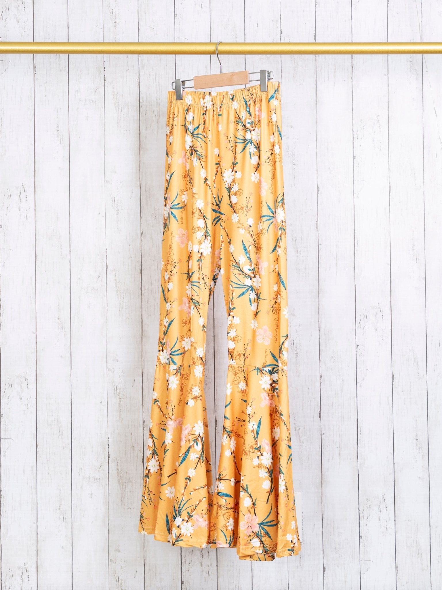 Mom & Me Butterscotch Yellow Floral Bell Bottoms - Marie Nicole Clothing