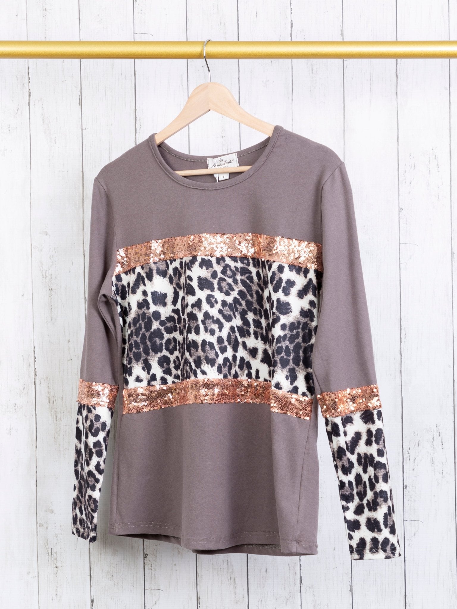 Mom & Me Leopard Sequin Long Sleeve Shirt - Marie Nicole Clothing