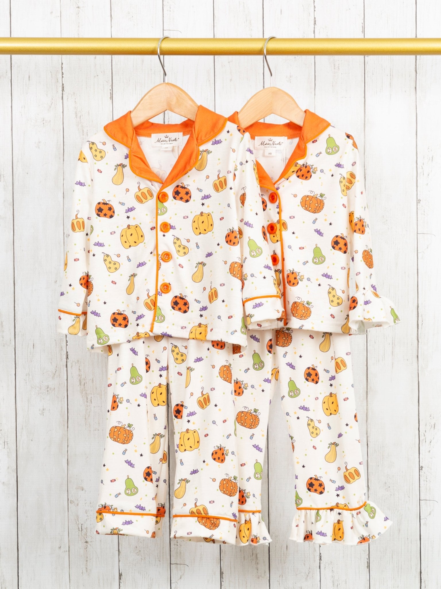 Pumpkin Spice & Spooky Nights Ruffle Pajamas - Marie Nicole Clothing