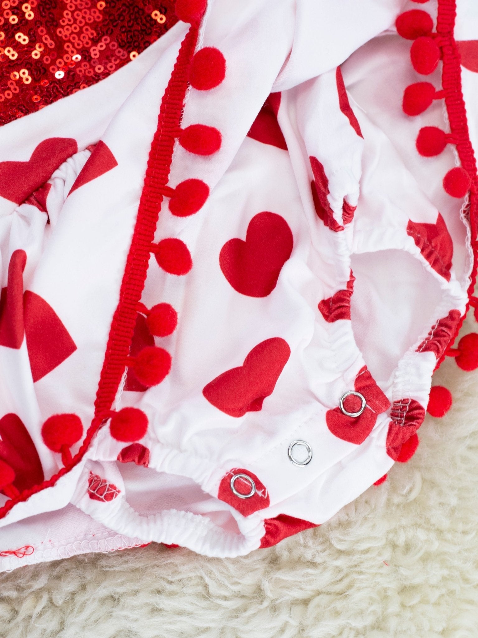 Sparkly Red Heart Tie Dressy Romper - Marie Nicole Clothing