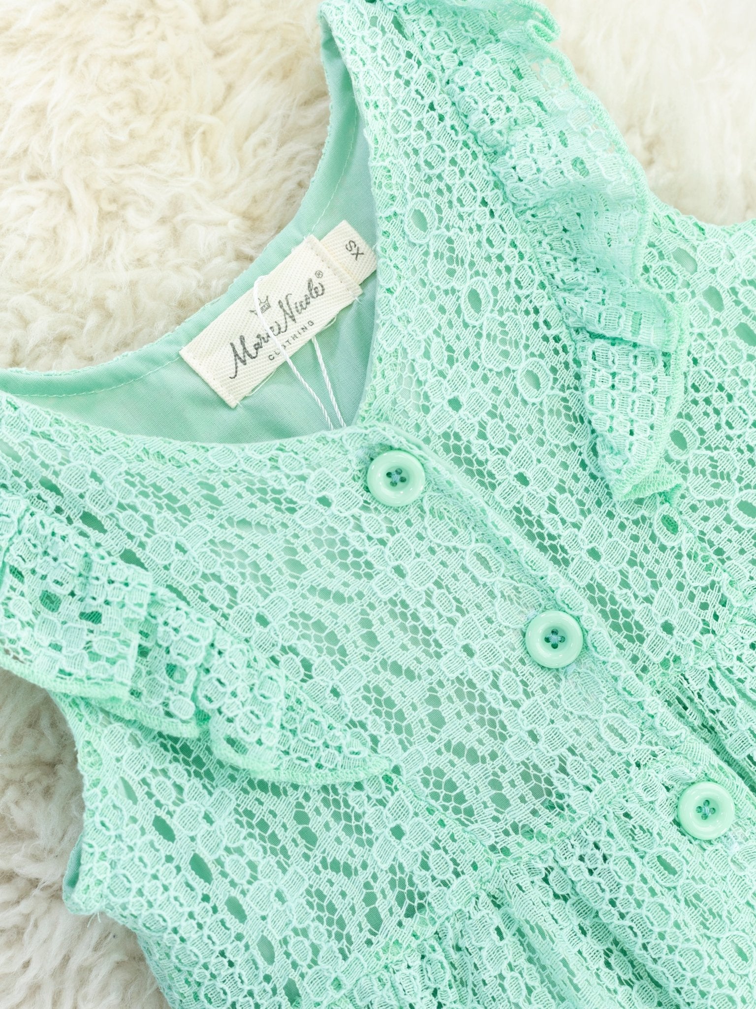 Mint Lace Button Dress - Marie Nicole Clothing