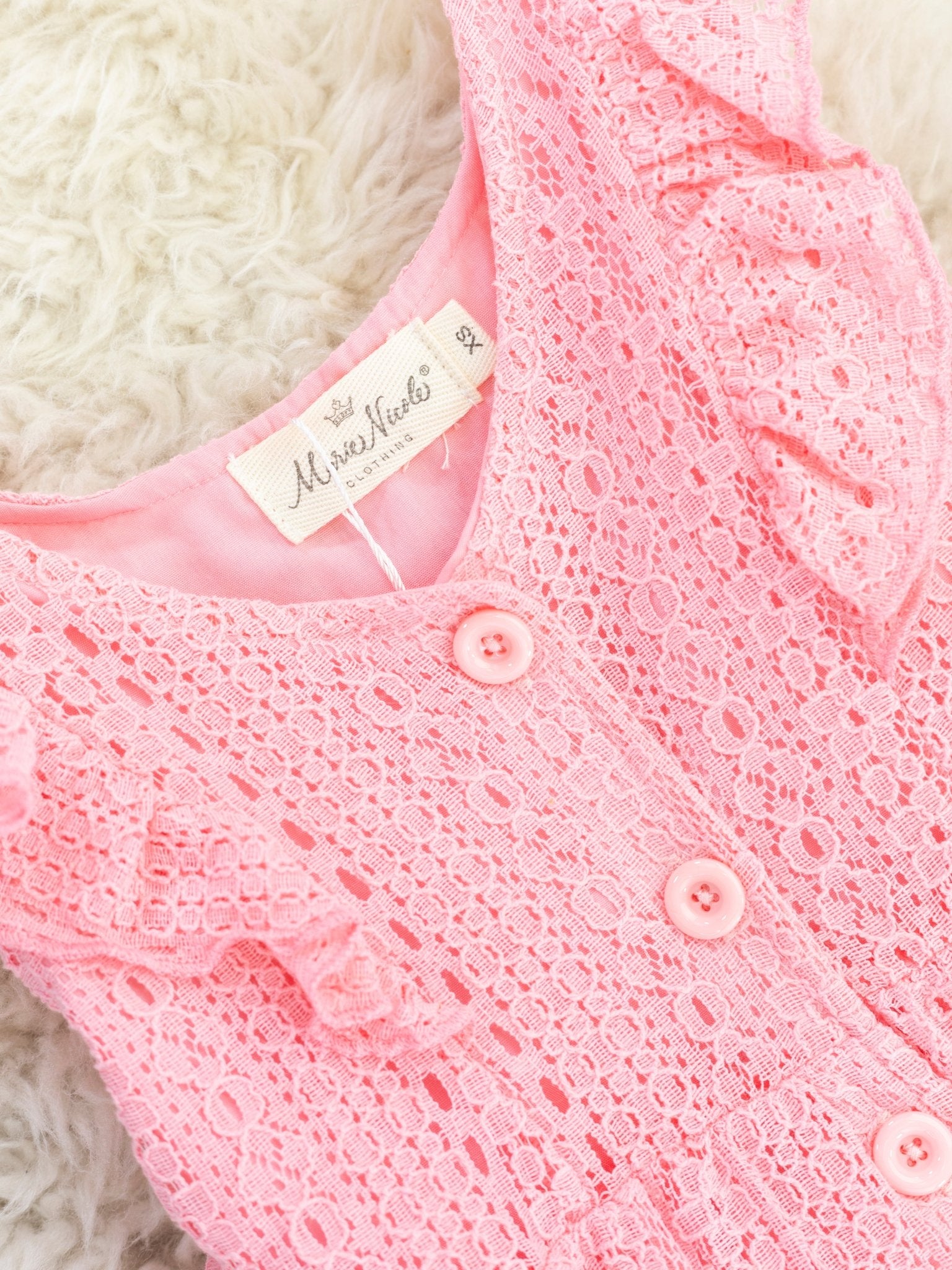 Sweet Pink Lace Button Dress - Marie Nicole Clothing