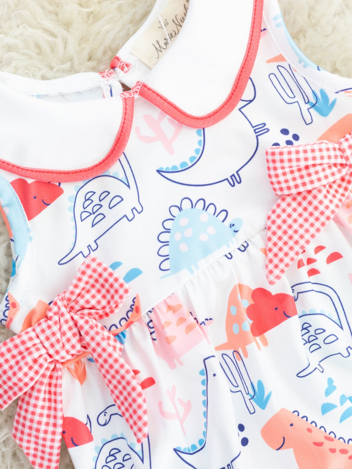 Coral Dino Vintage Romper - Marie Nicole Clothing
