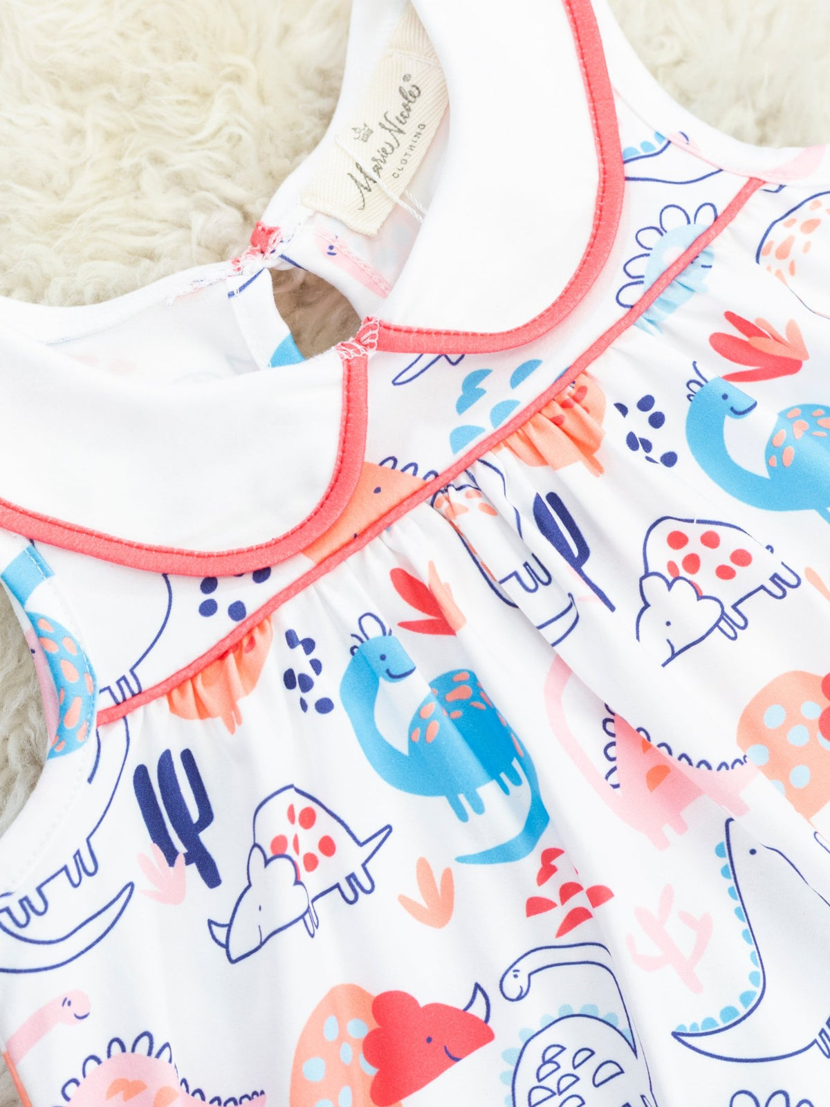Coral Dino Vintage Pocket Dress - Marie Nicole Clothing