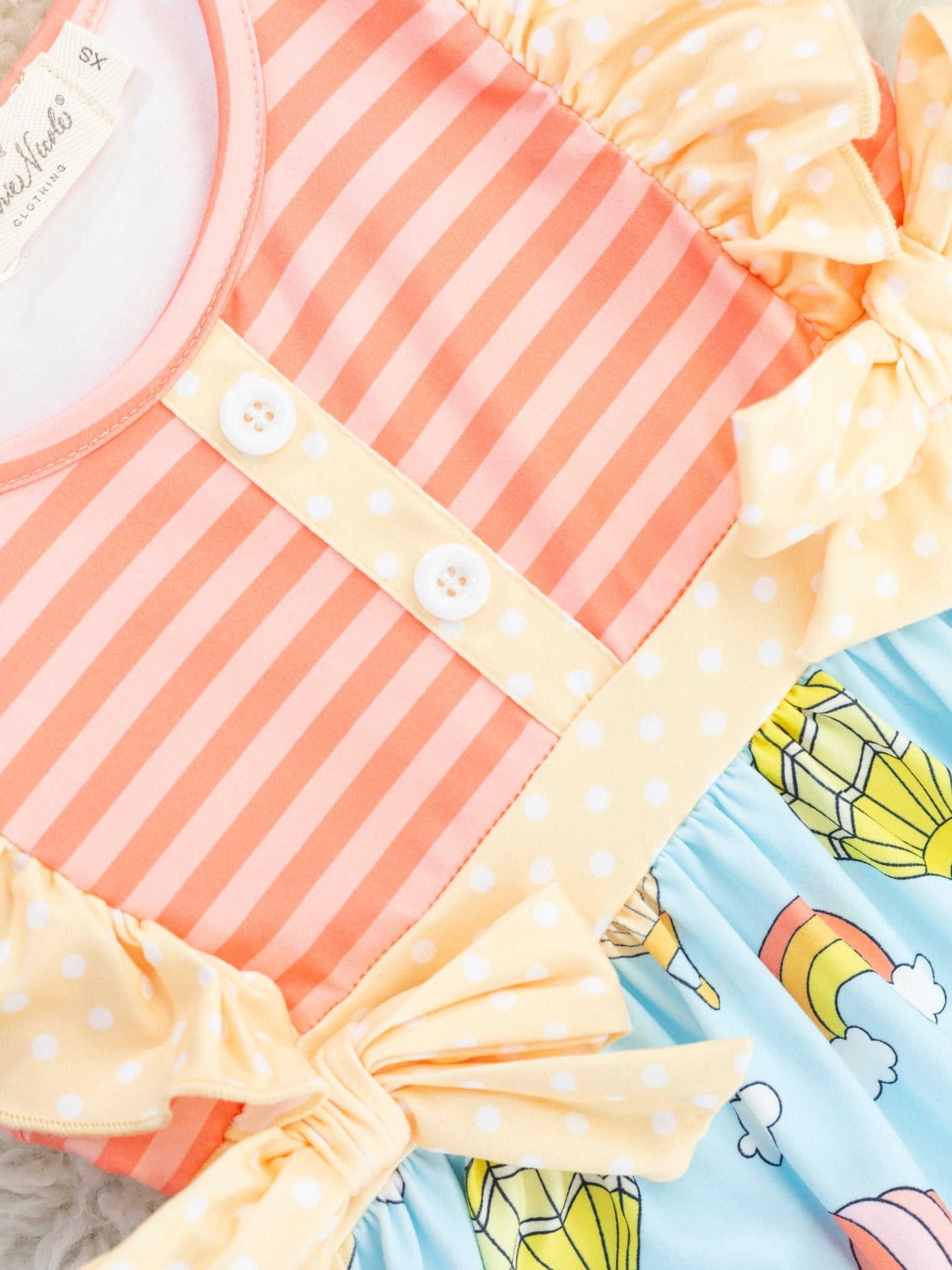 Striped Hot Air Balloon Ruffle Dress - Marie Nicole Clothing