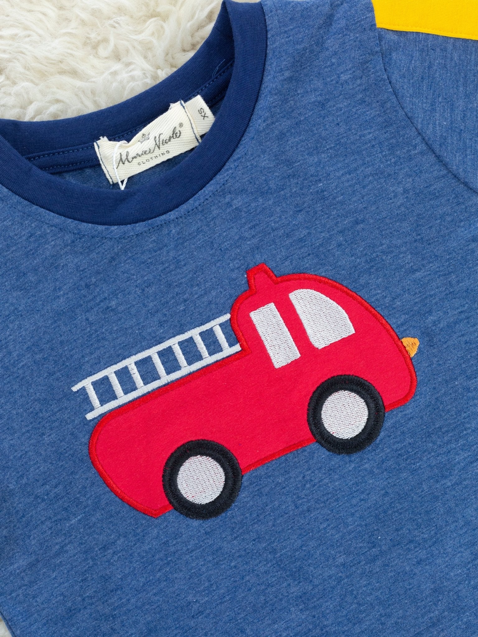 Navy Firetruck Shirt - Marie Nicole Clothing