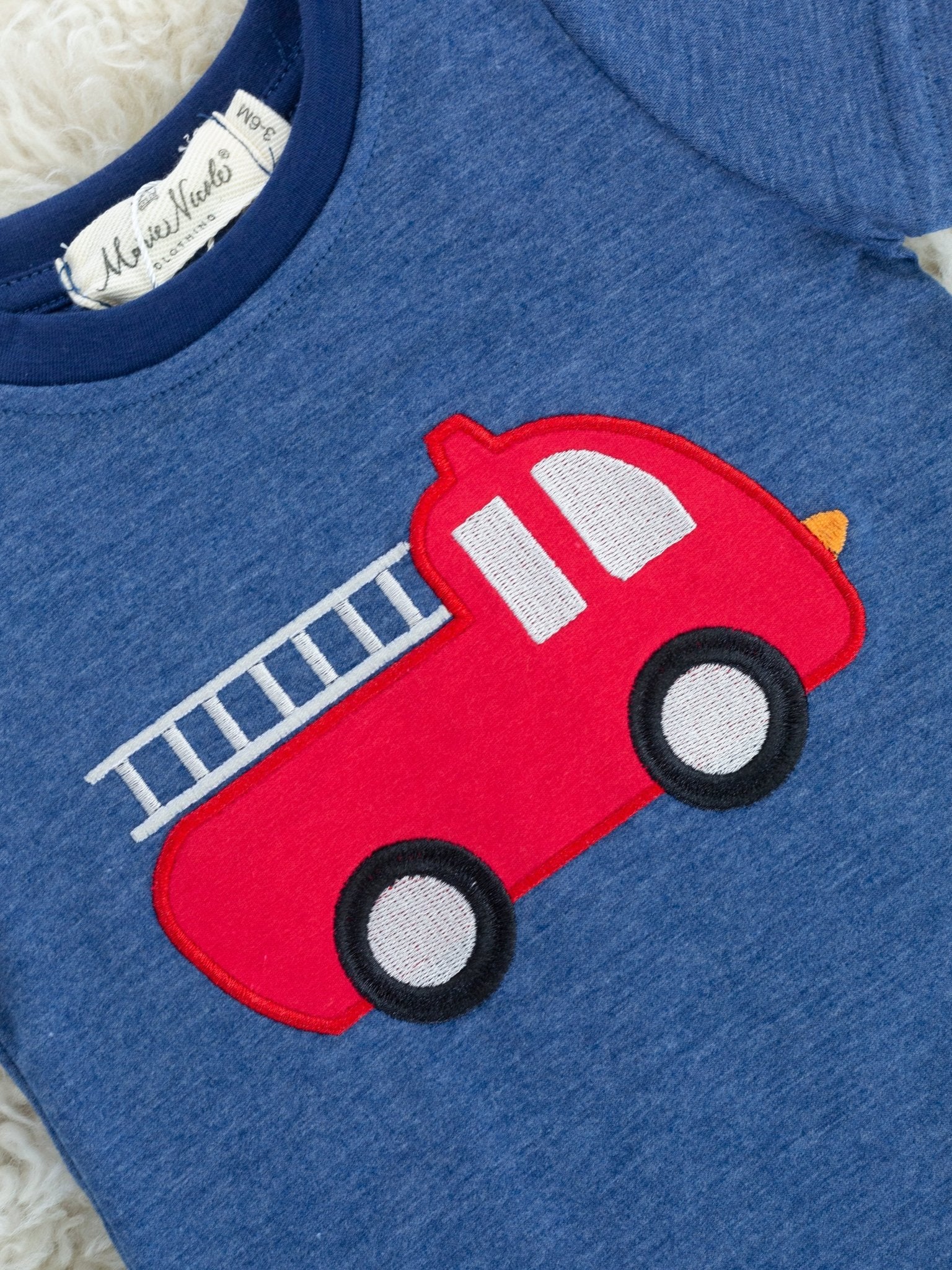 Navy Firetruck Romper - Marie Nicole Clothing