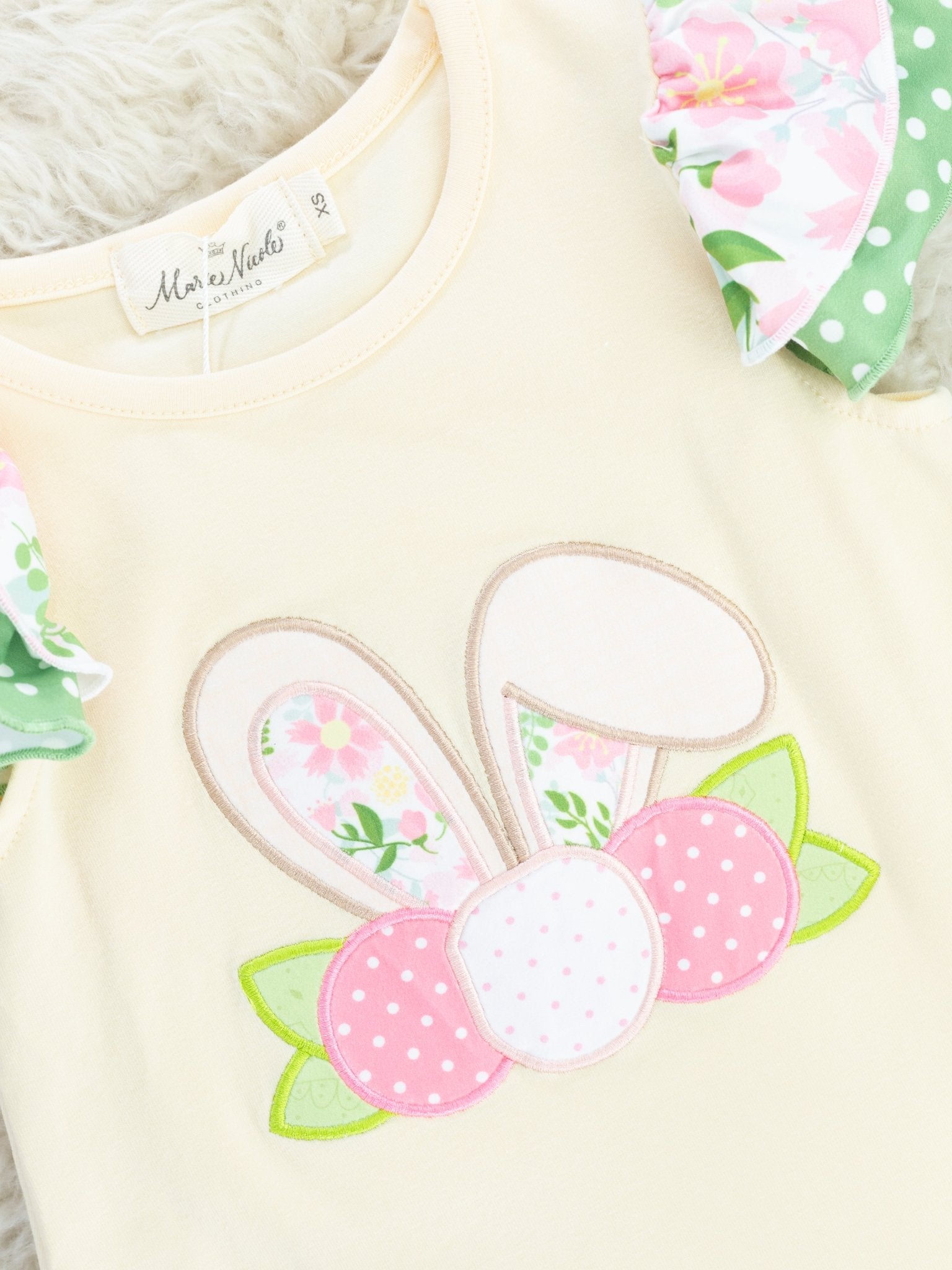 Eggshell Floral Bunny Ruffle Outfit - Marie Nicole Clothing