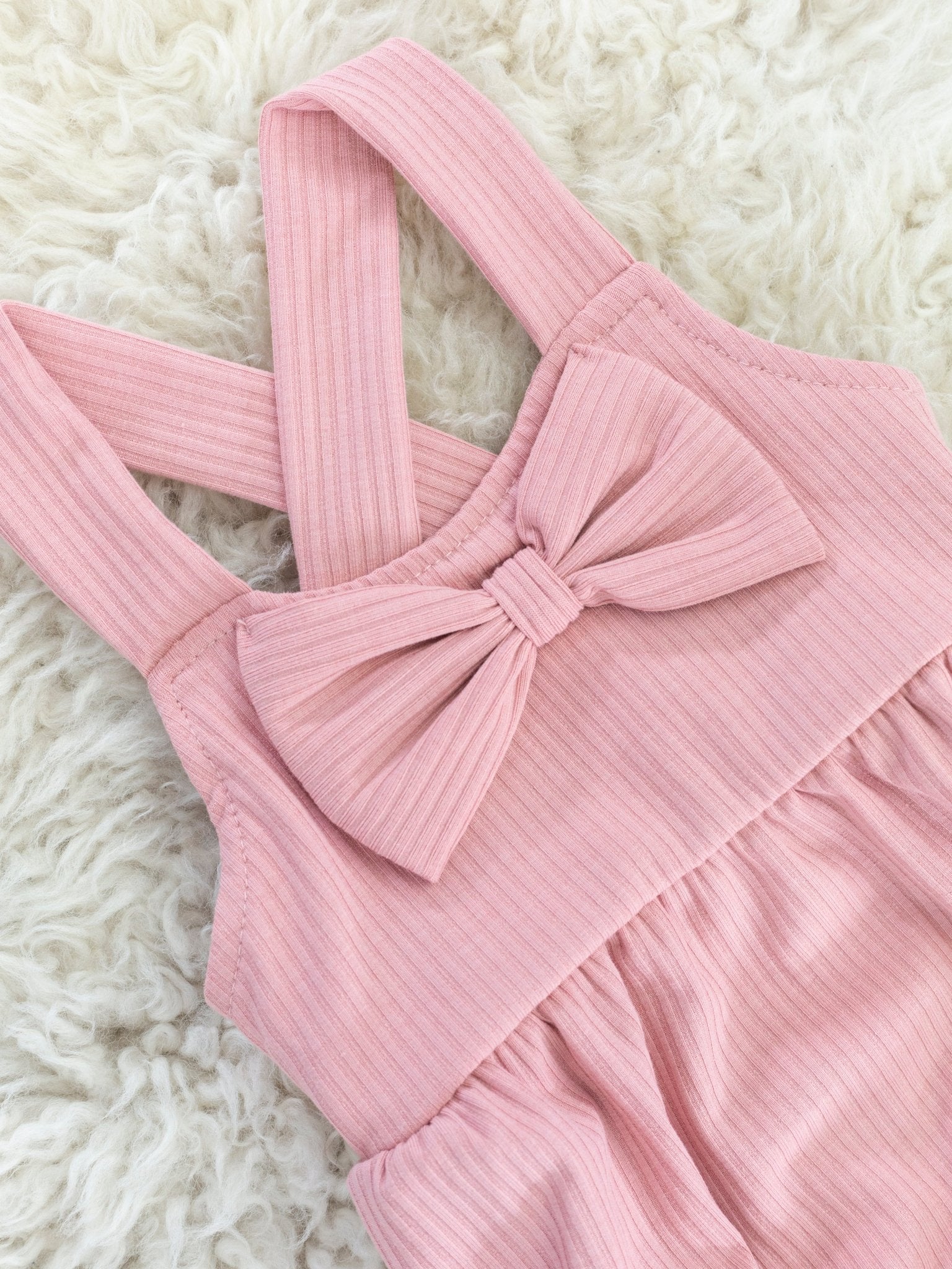 Dusty Rose Bow Bubble Romper - Marie Nicole Clothing