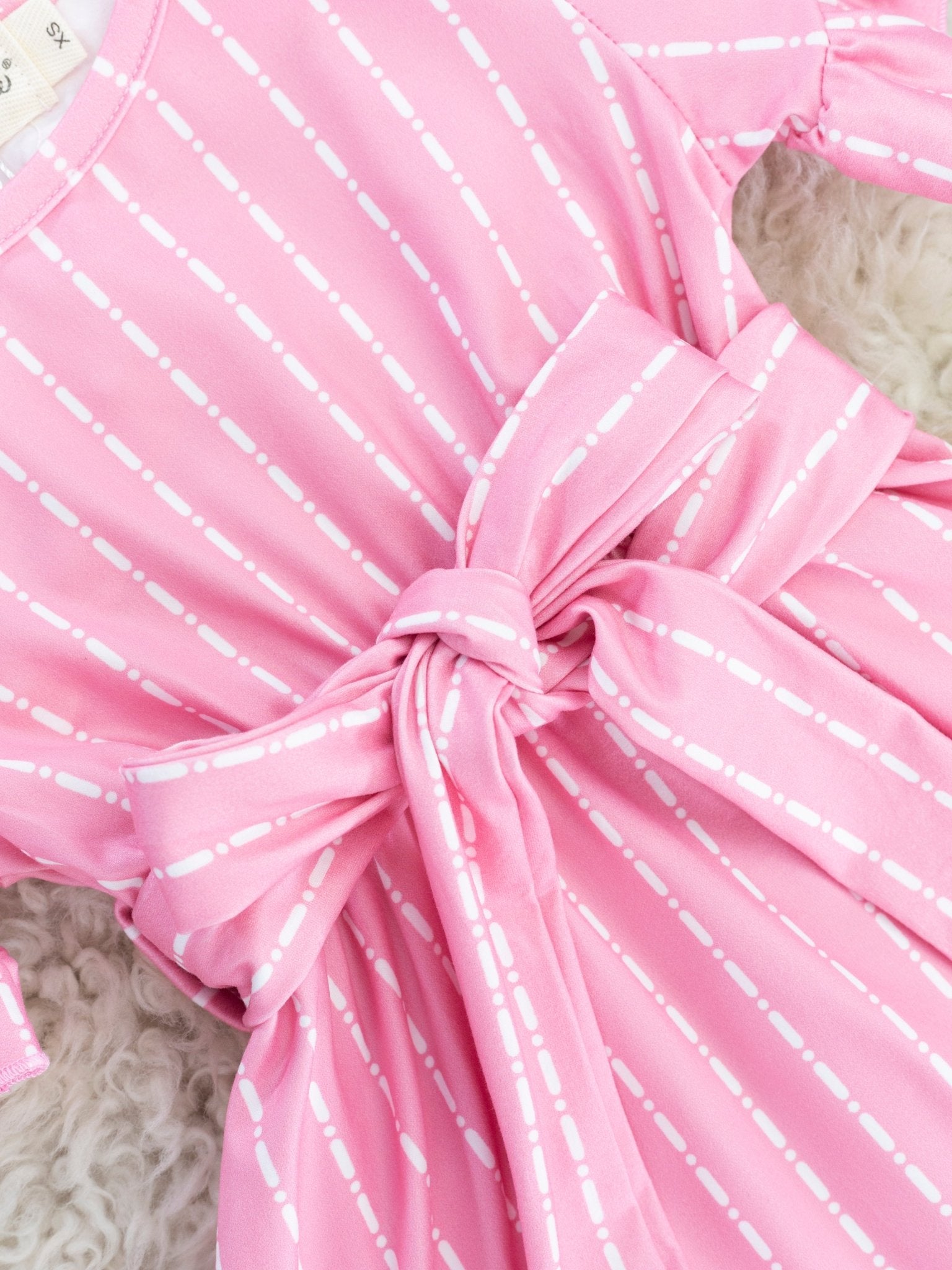 Mom & Me Pink Striped Tie Ruffle Dress - Marie Nicole Clothing