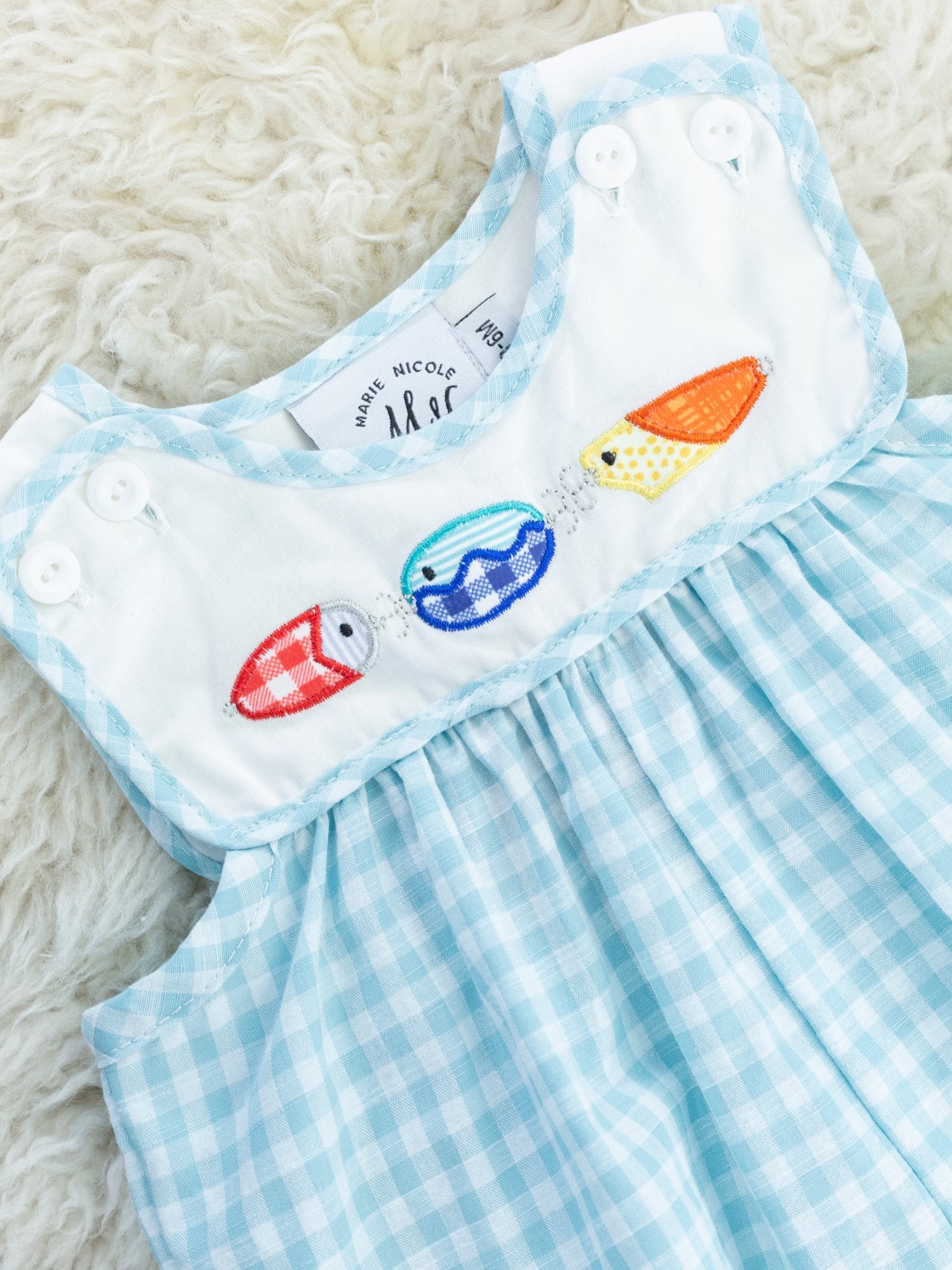 Fishing Bait Gingham Romper - Marie Nicole Clothing