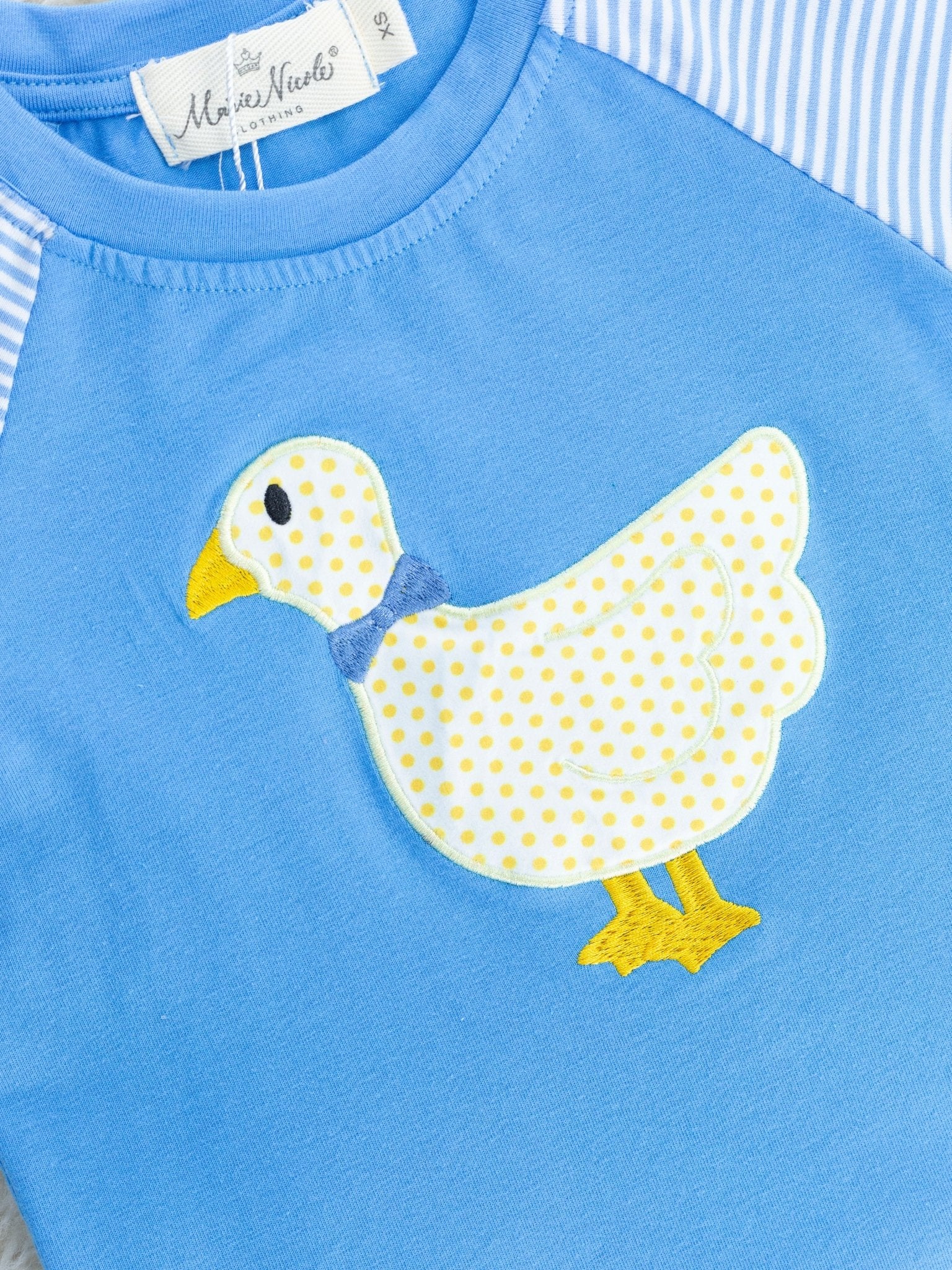 Blue Striped Duck Raglan Shirt - Marie Nicole Clothing